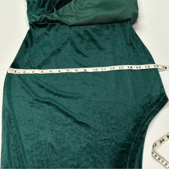 Velvet Asymmetric Maxi Dress M Stretch One Shoulder Hi Lo Formal Hoco Gala NWT - Picture 10 of 15